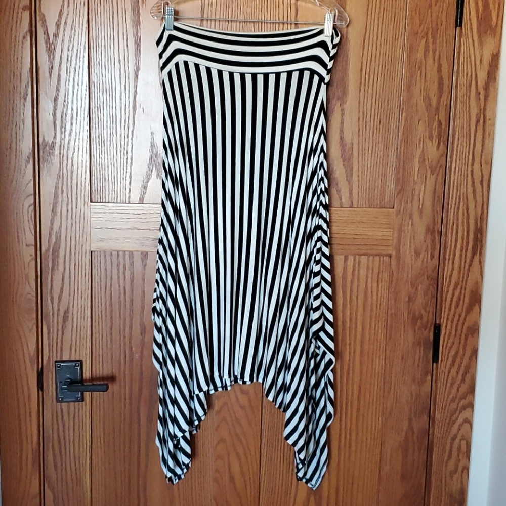 Skirt, striped, pull-on, wide waistband